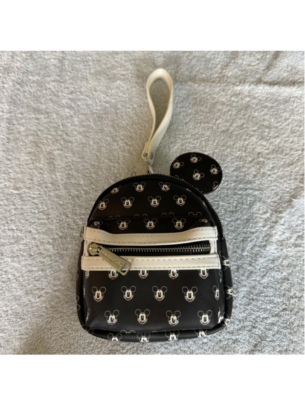 Disney Parks Loungefly Mickey Mouse Print Mini Backpack Wristlet, Black/White